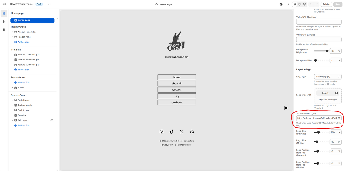 Add URL To Theme Settings