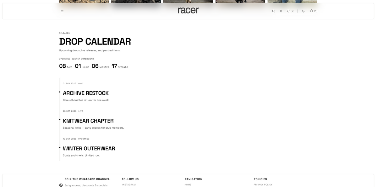 DROP CALENDAR